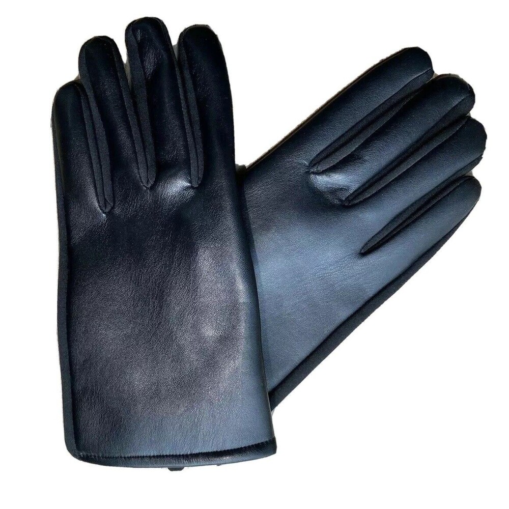 Gloves International Leather Shell Black Polyester Lining Touch Screen L/XL NEW